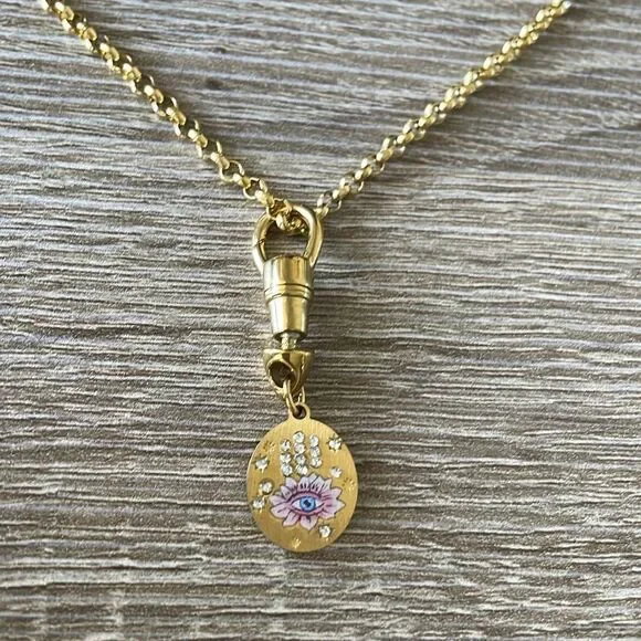 Gold Evil Eye Pendant Necklace N953 - Picture 3 of 4